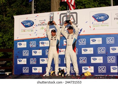 Elkhart Lake Wisconsin, USA - August 18, 2012: Road America Road Race Showcase, ALMS, multi-class sports car and GT motor race. American Le Mans Series Four-hour, timed period. GT winners first Place 