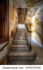 Elkins Park, PA US - 02 06 21: Abandoned Mansion Staircase