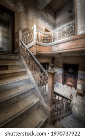 Elkins Park, PA US - 02 06 21: Abandoned Mansion Staircase