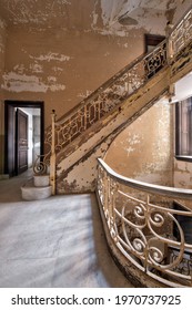 Elkins Park, PA US - 02 06 21: Abandoned Mansion Staircase