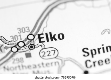 Elko. Nevada. USA On A Map.