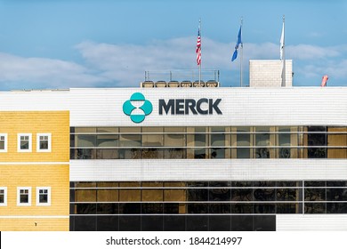 Elkton, USA - October 27, 2020: Merck Manufacturing Plant Factory Producing Pharmaceutical Medicine Drugs In Rural Virginia Countryside City Of Rockingham County