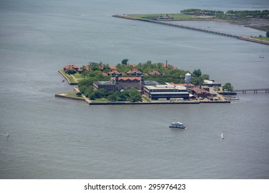 Ellis Island Aerial View From Helicopter