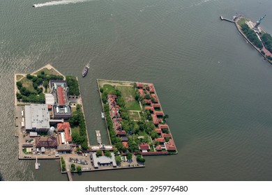 Ellis Island Aerial View From Helicopter