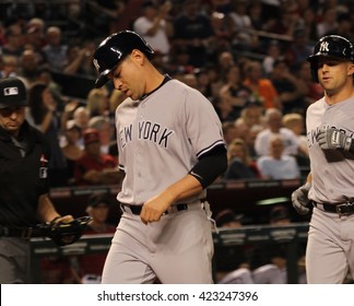 Ells Bury,Jacoby Center Fielder For The New York Yankees Running Home After Brett Gardner Hit A Homerun At Chase Field In Phoenix AZ USA 5-18-16.