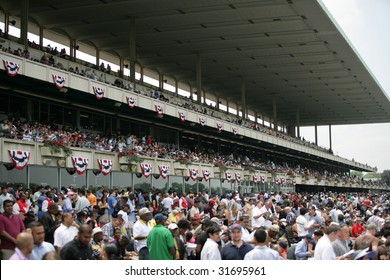 ELMONT - JUNE 6: Part Of The Crowd Of 52,000 At Belmont Park On Belmont Stakes Day - June 6, 2009 In Elmont, NY.