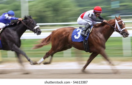 ELMONT, NY - JUN 5: Jockey Alan Garcia Guides Trappe Shot To Victory In An Allowance Race At Belmont Park On Jun 5, 2010 In Elmont, NY.