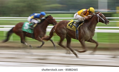 ELMONT, NY - OCT 1: Jockey Ramon Dominguez (#4) Races 