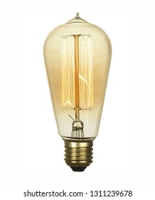 Elongated Shape Vintage Edison Lamp Isolated On White Background.