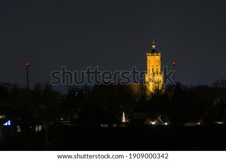 Elst in the Netherlands, with the tower of the Sint-Maartenskerk church at night Stock photo © 