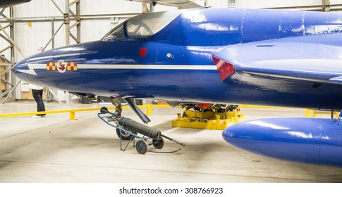 ELVINGTON, UK - 5 AUGUST 2015.  Hawker Hunter Aircraft At Yorkshire Air Museum