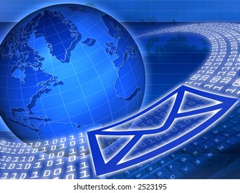 Email being sent around the globe with internet technology