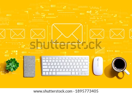 Email concept with a computer keyboard and a mouse