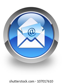 Email Icon On Glossy Blue Round Button