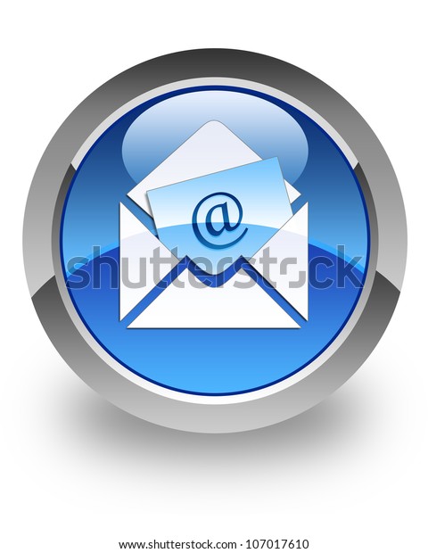 Email icon on glossy\
blue round button