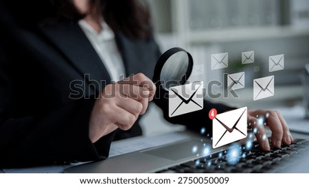 An email inbox with a new message notification alert. A concept of digital communication, correspondence, and unread electronic mail. Motif