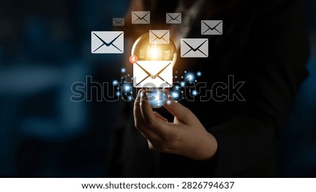 An email inbox with a new message notification alert. A concept of digital communication, correspondence, and unread electronic mail. Motif