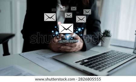 An email inbox with a new message notification alert. A concept of digital communication, correspondence, and unread electronic mail. Motif