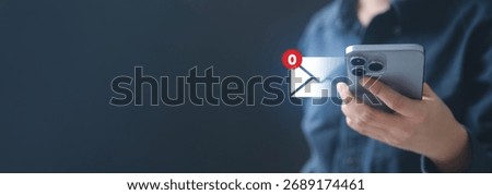 email, inbox, zero, read, archive, clean, Person holding smartphone showing empty email inbox with zero messages, symbolizing digital productivity, clean communication, and organized workflow.