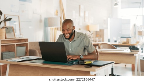 Email, phone and businessman working, planning and in communication with people on the internet at work. African manager, worker or employee typing on a laptop and reading on a mobile in an office - Powered by Shutterstock