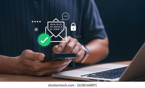 Email Security and Code Confirmation Process on Smartphone with Laptop Nearby. Highlights Authentication, Password Protection, and Privacy in Online Identity Verification Systems