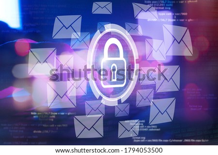 email security and encryption, cyber security internet and networking concept, anti spam