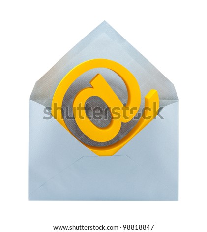 E-mail symbol and envelope with clipping path