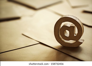 E-mail symbol on brown business letters