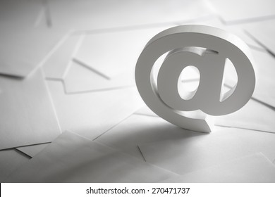 Email Symbol On Business Letters Concept For Internet, Contact Us And E-mail Address