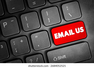 Email Us text button on keyboard, concept background