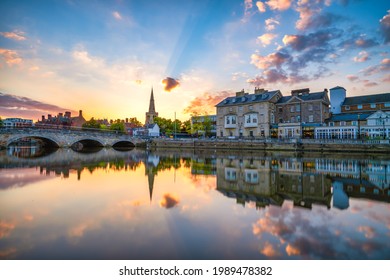 Embankment at sunset in Bedford. England
