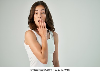 Surprised Woman Covered Her Mouth Emotion Stock Photo 1131816119 ...