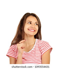 Embarrassed Young Woman Laughs Emotional Girl Stock Photo 1093554431 ...