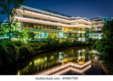 The Embassy Of Sweden At Night, In Georgetown, Washington, DC.