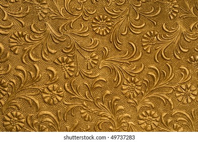 Embossed Floral Panel, Gold