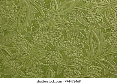 Embossed green floral pattern