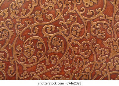 Embossed Leather Floral Pattern Background