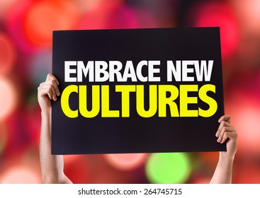 Embrace New Cultures card with beach background
