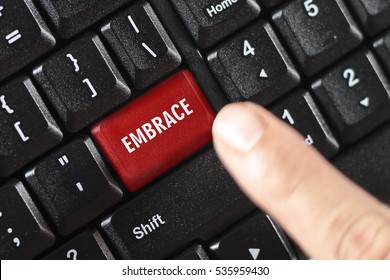 EMBRACE word on red keyboard button