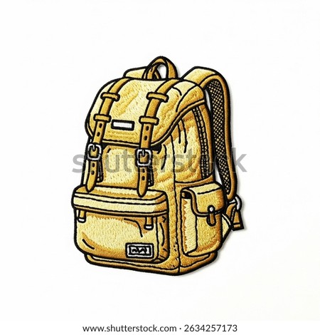 Embroidered Backpack Textile Patch on White Background