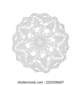an embroidered crochet doily on a transparent background