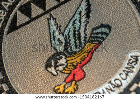 Embroidered Eagle Logo Patch Closeup Macro