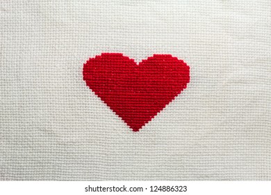 The Embroidered Heart On A Canvas