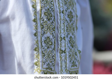 embroidered ornament on Ukrainian folk clothes