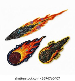 Embroidered space meteor or comet patch