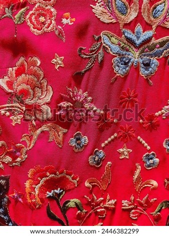 Embroidery chinese dragons and flowers peonies seamless pattern. Clothes, textile design template