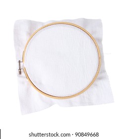 The Embroidery Hoop With Canvas Isolated On White