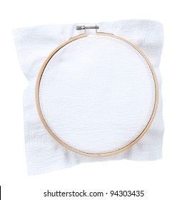 The Embroidery Hoop With Canvas Isolated On White