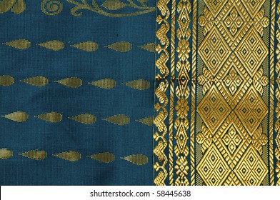  Embroidery silk sari border in white background