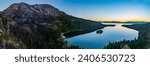 Emerald Bay Dawn: An elevated view of Lake Tahoe, tranquil waters in dawn